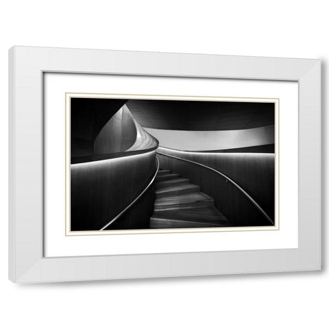 Stairs 3 White Modern Wood Framed Art Print with Double Matting by Zhou, Steven