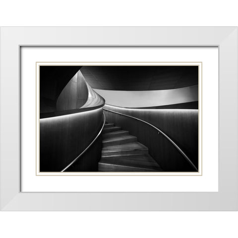 Stairs 3 White Modern Wood Framed Art Print with Double Matting by Zhou, Steven