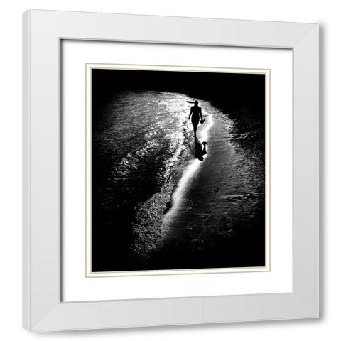 Follow The Light White Modern Wood Framed Art Print with Double Matting by Momanu, Mirela