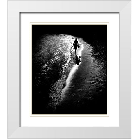 Follow The Light White Modern Wood Framed Art Print with Double Matting by Momanu, Mirela