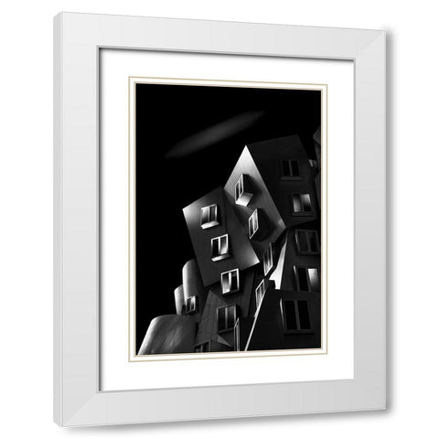 Stata Center White Modern Wood Framed Art Print with Double Matting by Thwaits, Yun