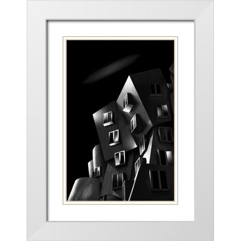 Stata Center White Modern Wood Framed Art Print with Double Matting by Thwaits, Yun