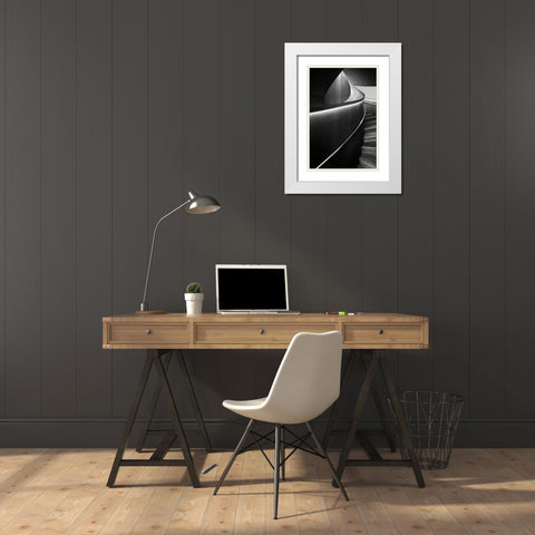Stairs 5 White Modern Wood Framed Art Print with Double Matting by Zhou, Steven