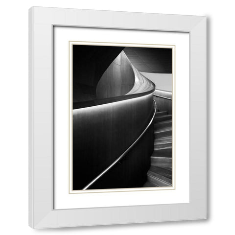 Stairs 5 White Modern Wood Framed Art Print with Double Matting by Zhou, Steven