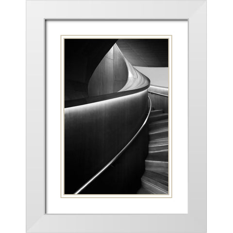 Stairs 5 White Modern Wood Framed Art Print with Double Matting by Zhou, Steven