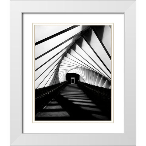 Twisted Shadows White Modern Wood Framed Art Print with Double Matting by Jamal, Khalid
