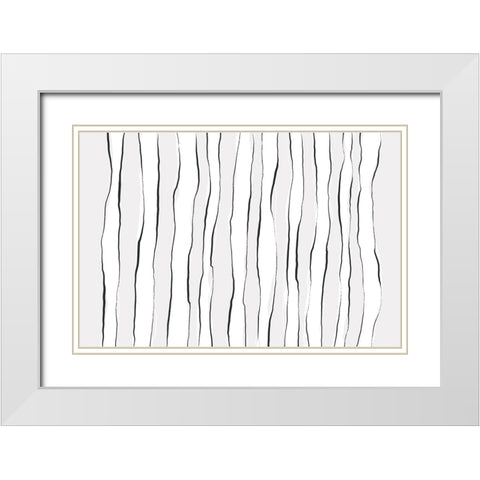 Line On Line White Modern Wood Framed Art Print with Double Matting by Uplusmestudio
