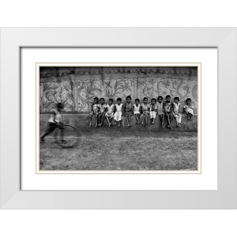 Child Game White Modern Wood Framed Art Print with Double Matting by Das, Avishek