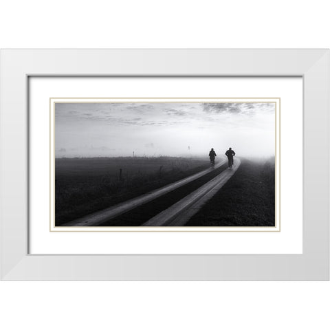 Disappearing White Modern Wood Framed Art Print with Double Matting by Klesse, Andreas