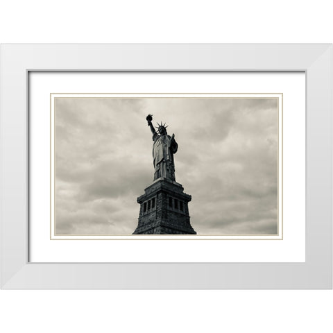 GOD BLESS AMERICA White Modern Wood Framed Art Print with Double Matting by Liu, Xiaoyang