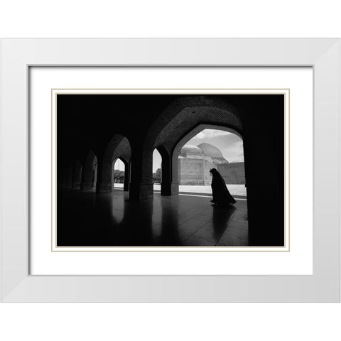 Cuma Mosque White Modern Wood Framed Art Print with Double Matting by Topalismailoglu, Nevra