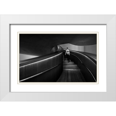 Stairs 7 White Modern Wood Framed Art Print with Double Matting by Zhou, Steven