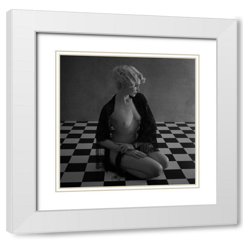 Blonde On The Tiles White Modern Wood Framed Art Print with Double Matting by Brackstone, Mel