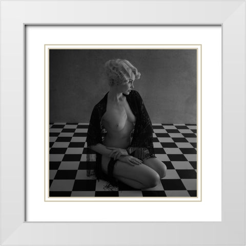 Blonde On The Tiles White Modern Wood Framed Art Print with Double Matting by Brackstone, Mel