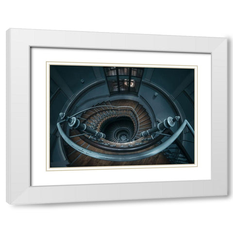 Swirl White Modern Wood Framed Art Print with Double Matting by Derangowski, Lukasz