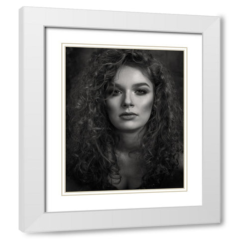 Portrait Of A Young Woman White Modern Wood Framed Art Print with Double Matting by Mighorst, Ineke