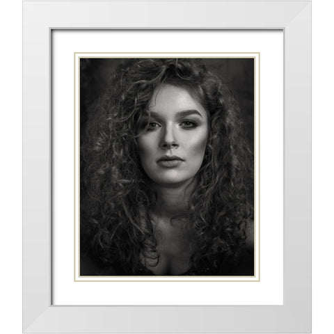 Portrait Of A Young Woman White Modern Wood Framed Art Print with Double Matting by Mighorst, Ineke