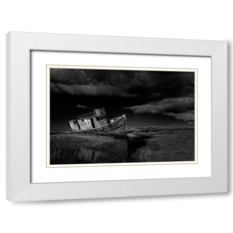 Shipwreck White Modern Wood Framed Art Print with Double Matting by Zeng, Jiahong