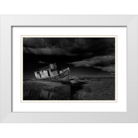 Shipwreck White Modern Wood Framed Art Print with Double Matting by Zeng, Jiahong