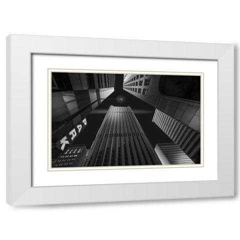 Skyscrapers-3 White Modern Wood Framed Art Print with Double Matting by Zeng, Jiahong