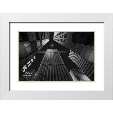 Skyscrapers-3 White Modern Wood Framed Art Print with Double Matting by Zeng, Jiahong