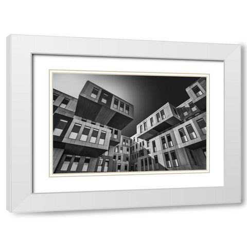 Tetris White Modern Wood Framed Art Print with Double Matting by Figueras, Antoni