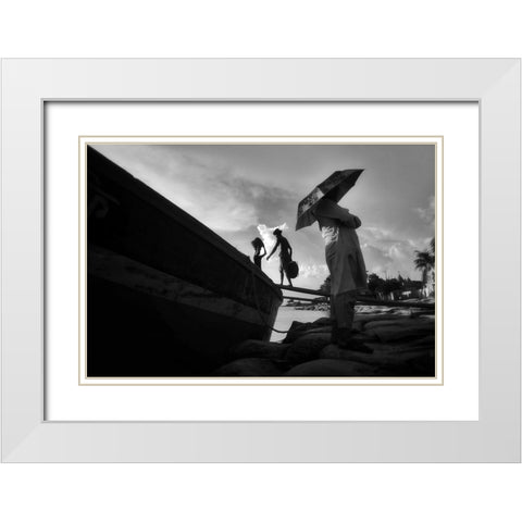 Work In Life White Modern Wood Framed Art Print with Double Matting by Jumen Khan, Md.
