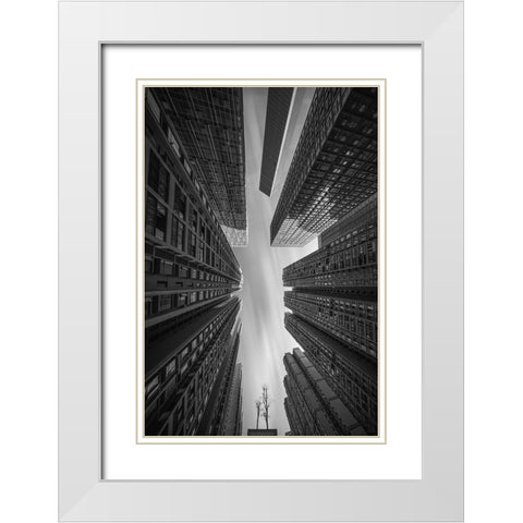 Forest City White Modern Wood Framed Art Print with Double Matting by Tianqi