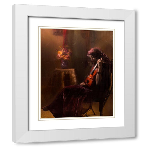 Musician White Modern Wood Framed Art Print with Double Matting by Marjanmashhadi