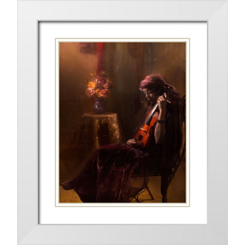 Musician White Modern Wood Framed Art Print with Double Matting by Marjanmashhadi