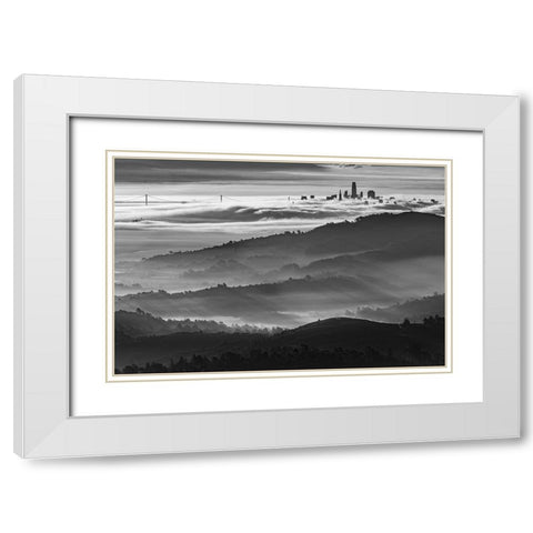 Dream City White Modern Wood Framed Art Print with Double Matting by Mao, Yun