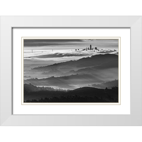 Dream City White Modern Wood Framed Art Print with Double Matting by Mao, Yun