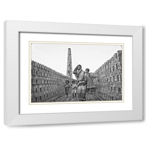 Motherhood White Modern Wood Framed Art Print with Double Matting by Das, Mousumi
