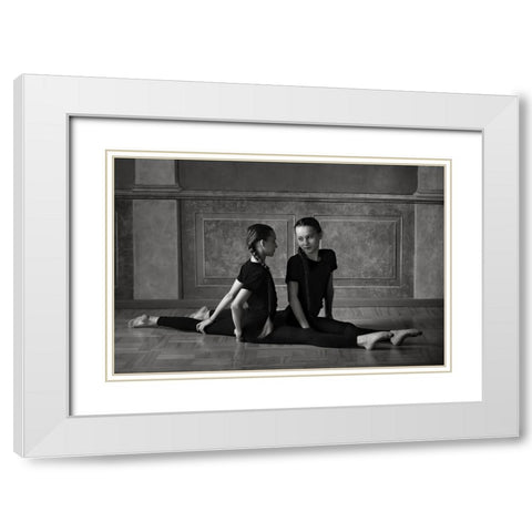 Twins White Modern Wood Framed Art Print with Double Matting by Kapsha, Eduards