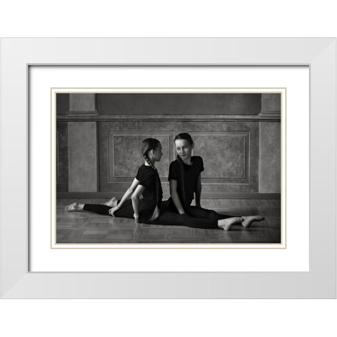 Twins White Modern Wood Framed Art Print with Double Matting by Kapsha, Eduards