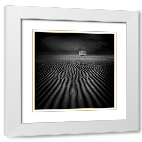Beach Castle White Modern Wood Framed Art Print with Double Matting by De Groen, Maurits
