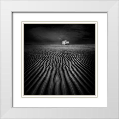 Beach Castle White Modern Wood Framed Art Print with Double Matting by De Groen, Maurits