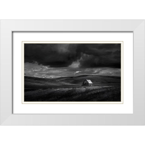 Rusty Hut White Modern Wood Framed Art Print with Double Matting by Huang, Lily