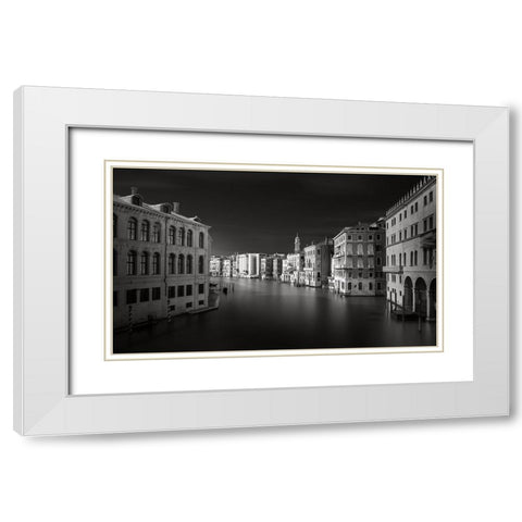 Grand Canal White Modern Wood Framed Art Print with Double Matting by Pessotto, Tommaso