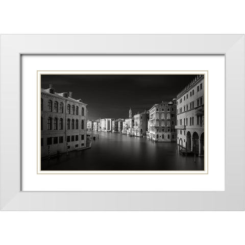Grand Canal White Modern Wood Framed Art Print with Double Matting by Pessotto, Tommaso