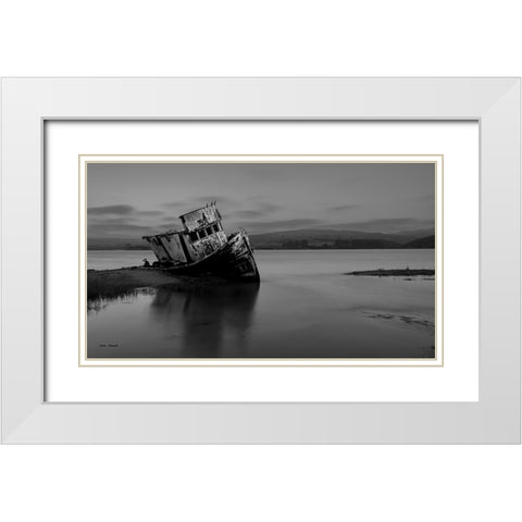 An Old Ship White Modern Wood Framed Art Print with Double Matting by Zhang, Annie