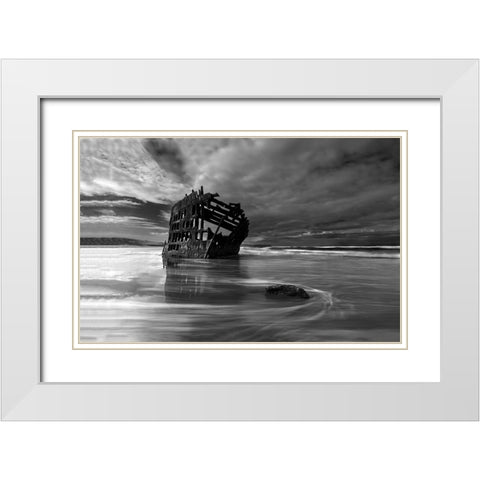 The Flowing Years White Modern Wood Framed Art Print with Double Matting by Shi, Mei