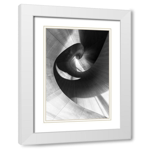 Stairs 10 White Modern Wood Framed Art Print with Double Matting by Zhou, Steven