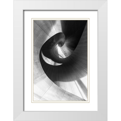 Stairs 10 White Modern Wood Framed Art Print with Double Matting by Zhou, Steven