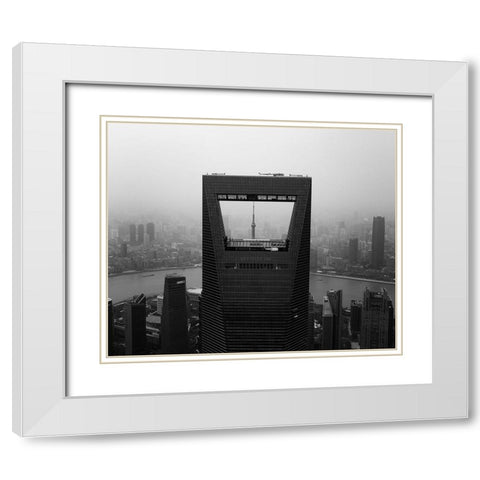 Corkscrew Building White Modern Wood Framed Art Print with Double Matting by Chiriaco, Carmine