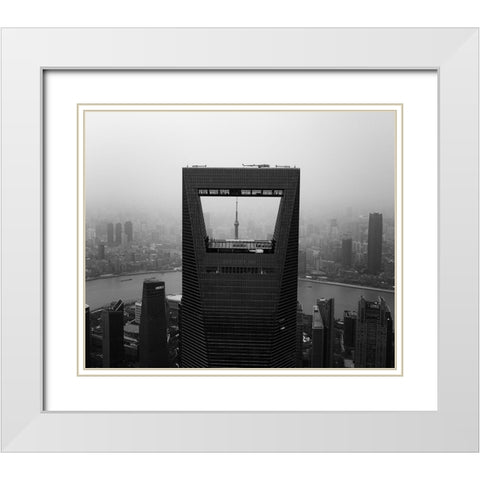Corkscrew Building White Modern Wood Framed Art Print with Double Matting by Chiriaco, Carmine