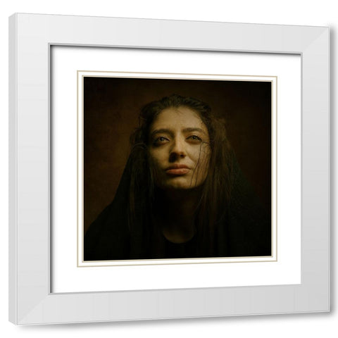 Persian Girl White Modern Wood Framed Art Print with Double Matting by Hasheminasab, Moein