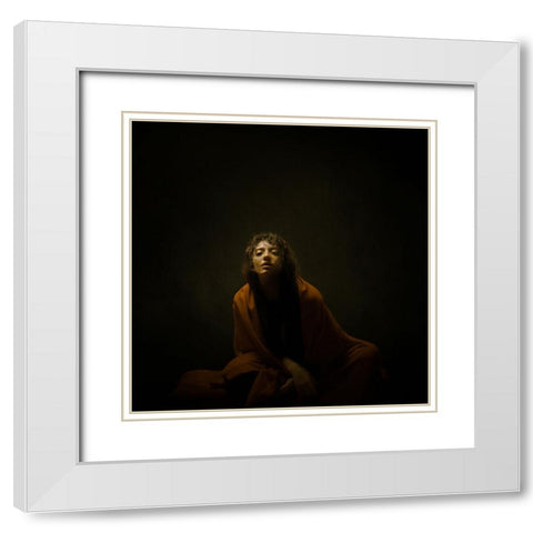 Persian Girl White Modern Wood Framed Art Print with Double Matting by Hasheminasab, Moein