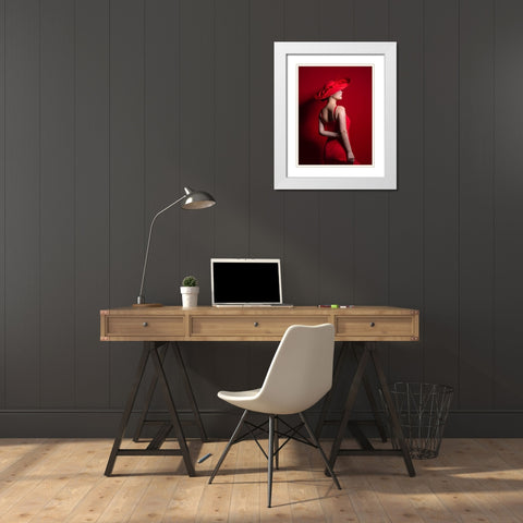 Red White Modern Wood Framed Art Print with Double Matting by Wang, Jeff