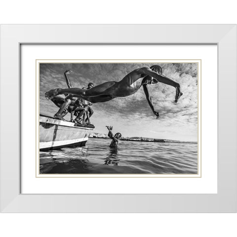 The freedom of nudity White Modern Wood Framed Art Print with Double Matting by Coelho, Joao